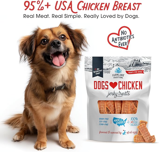 Farmland Traditions Dogs Love Chicken Jerky Dog Treats (3 lb) & The Good List Air-Dried Dog Food with Chicken & Bone Broth (1 lb) Bundle, High-Protein & Grain-Free