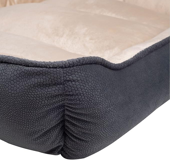 long rich Luxury Embossed Rectangle Micro Mink Dog and Pet Bed, Large, Burn Out Grey by Happycare Textiles, 24"x34"
