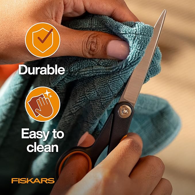 Fiskars Pet Trimming Scissors, Dog & Cat Grooming Scissors, Precision Stainless Steel Blades & SoftGrip™ Handle, 6.75”, Orange/Black