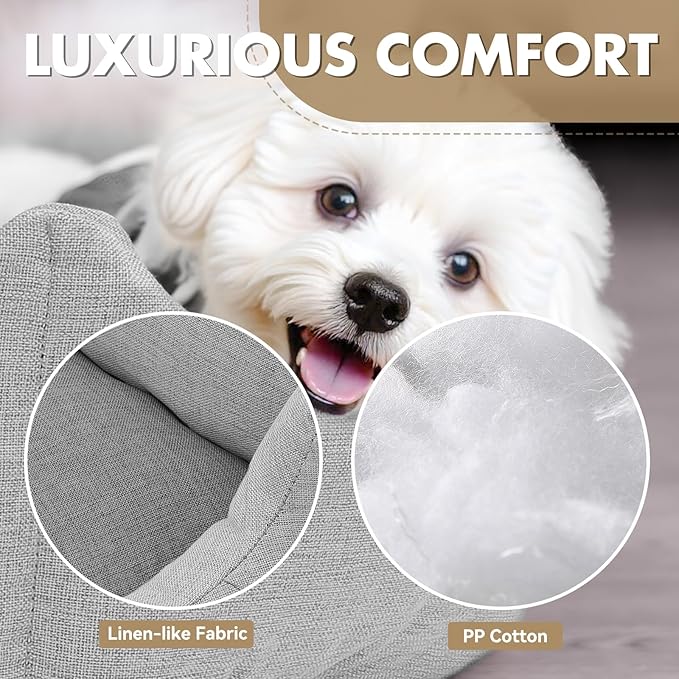 Athena Collection Small Dog Bed, 20 Inches Washable Dog Bed for Small Dogs Puppy Cats Pets, Cozy Soft Warming Fabric with Nonskid Bottom, Grey