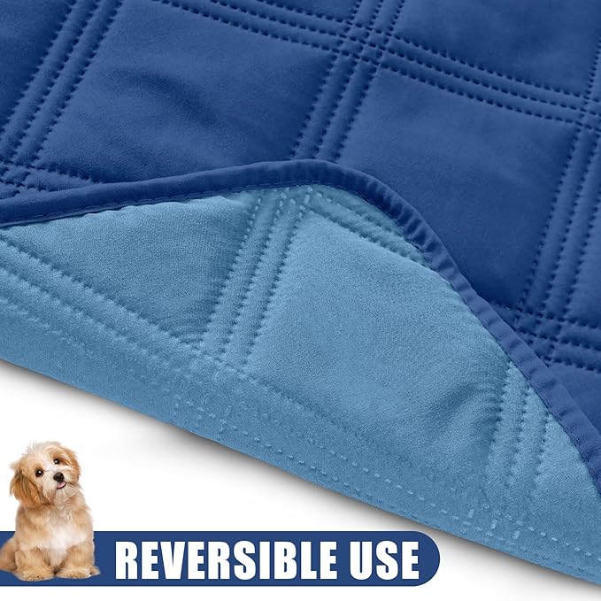 Smiry Waterproof Dog Bed Cover Blanket 82x102, Soft Reversible Pet Blanket, Washable Leakproof Cats Dogs Couch Cover for Sofa, Couch, Furniture, Lattice, Navy/Blue