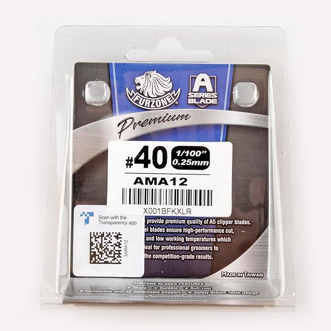 FURZONE Detachable Blade - Size 40 Blade 1/100", Made of Extra Durable Japanese Steel, Compatible with Most Andis, Oster, Wahl A5 Clippers
