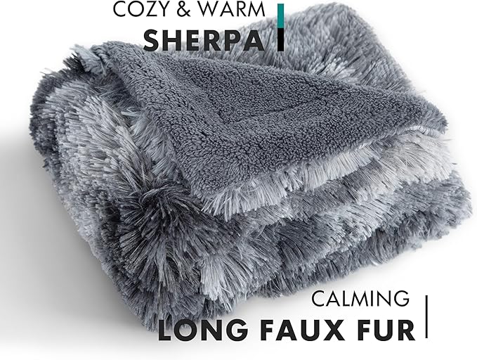 gogobunny Waterproof Dog Blanket for Large Dogs, Cats, Puppy, Reversible Faux Fur Pet Throw Blanket, Washable,Calming Furniture Protection for Sofa Bed (40x50 Inch (Pack of 1), Tie-dye Grey)