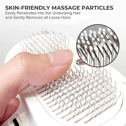 3-in-1 Anti-Static Pet Steam Brush for Dogs & Cats - Steam Clean, Calming Massage & Self-Cleaning Hair Ejection, Quick Heat-Up, USB-C Rechargeable, Low-Noise Deshedding & Dematting - White