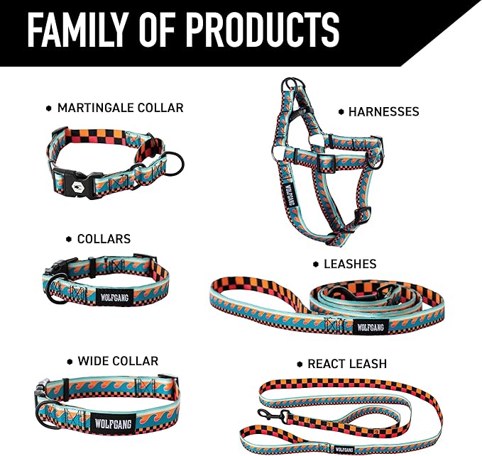 Wolfgang Heavy Duty Adjustable Dog Harness, Pull-Tested to Over 800 lbs for Walking & Training, BuenaOnda Print, Medium
