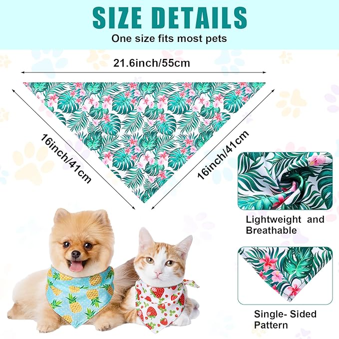 Amylove 120 Pcs Christmas Dog Bandanas Bulk Thanksgiving Day Holiday Triangle Dog Pack Puppy Kerchief Bandana Adjustable Pet Scarf for Pet Cat Costume Accessories Decor(Flower)