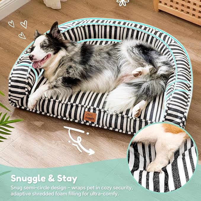 Dog Bed for Large Dogs - Washable Canvas Pet Beds, Breathable & Low-Step Entry Easy for Senior Dog, 36x27x7inches