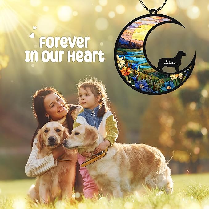 6'' English Springer Spaniels Dog Memorial Suncatcher & Wooden Dog Paw Keychain Personalized Dog Name Ornament Window Hanging Pet of Loss Dog Sympathy Gift for Dog Lovers SCD-B11-6-13