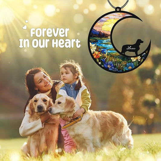 6'' English Springer Spaniels Dog Memorial Suncatcher & Wooden Dog Paw Keychain Personalized Dog Name Ornament Window Hanging Pet of Loss Dog Sympathy Gift for Dog Lovers SCD-B11-6-13