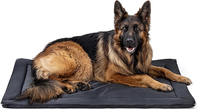 Cybarmour Chew Proof Dog Crate Pad - Outdoor Indestructible Dog Bed - Tough - Potable - Machine Washable - Water & Dirt-Resistant - Extra Large Breeds & Fits 48-Inch Crate - 47"x29", Black