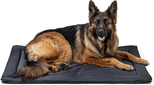 Cybarmour Chew Proof Dog Crate Pad - Outdoor Indestructible Dog Bed - Tough - Potable - Machine Washable - Water & Dirt-Resistant - Extra Large Breeds & Fits 48-Inch Crate - 47"x29", Black