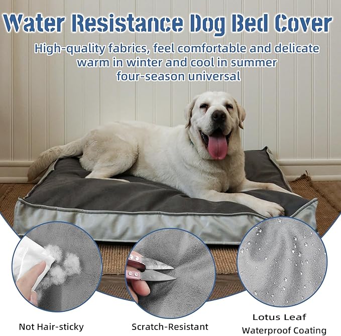 Dog Bed Cover, Comfortable and Quiet Dog Bed Covers for Pet Mat Bed,Washable Removable Cover，Faux Leather Pet Nest, 36" L x 27" W x 3" H ，Cover Only