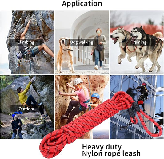Long Dog Leash for Training 30Ft-Reflective Nylon Rope with Swivel Hook-Recall Agility Lead for Large Small Medium Dogs Outside Walking Hiking-Red
