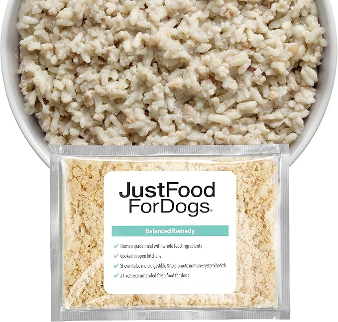 JustFoodForDogs Frozen Fresh Dog Food for Sensitive Stomachs, Complete Meal or Dog Food Topper, Balanced Remedy Human Grade Dog Food, 18 oz (Pack of 21)