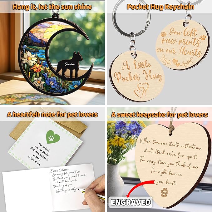 6'' Boston Terrier Memorial Suncatcher, Personalized Name, Pet Ornament Window Car Hanging, Sympathy Gift for Loss of Pet, Passed Away Remembrance Gift for Dog Lovers 61-SS1