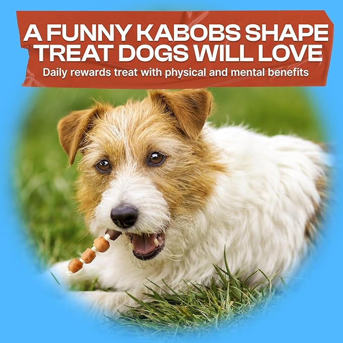 PETPHABET Dog Kabobs Rawhide Treats - 5 Flavors Training Snacks, Healthy Puppy Chews for Small Medium Large Breeds, Made with Chicken, Sweet Potato, Duck, Cheese & Hide Sticks 14oz, 18 Count
