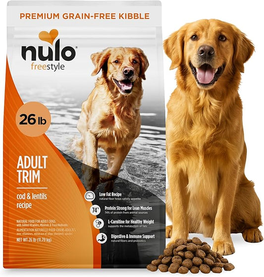 Nulo Freestyle Adult Trim Formula Dry Dog Food, Grain-Free Dog Kibble, Helps Promote Weight Management, With Healthy Digestive Aid BC30 Probiotic and L-Carnitine 26 Pound (Pack of 1)