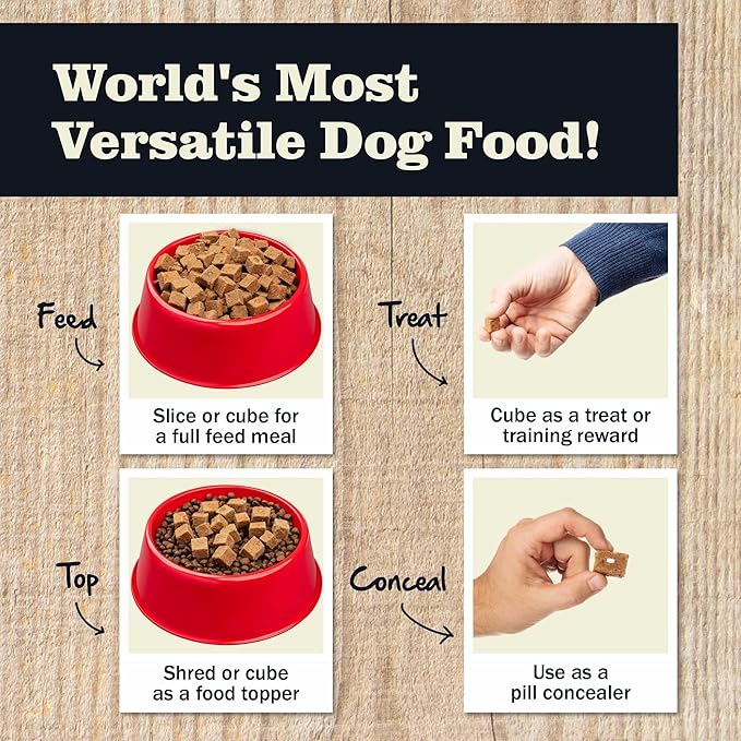 Redbarn Pet Products Premium Rolled Dog Food, Semi-Moist, Beef Recipe - High Protein Full Feed, Topper, Training Treat, or Pill Pouch - Balanced Meal with Functional Ingredients - 4 lb, 8 Rolls