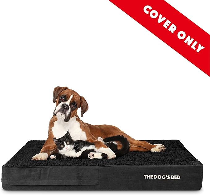 The Dog's Bed Replacement Outer Cover ONLY (Outer Cover ONLY - NO Bed, NO Waterproof Inner) for The Dog's Bed, Washable Plush Fabric, Extra Large 6 Inches (Black Plush)