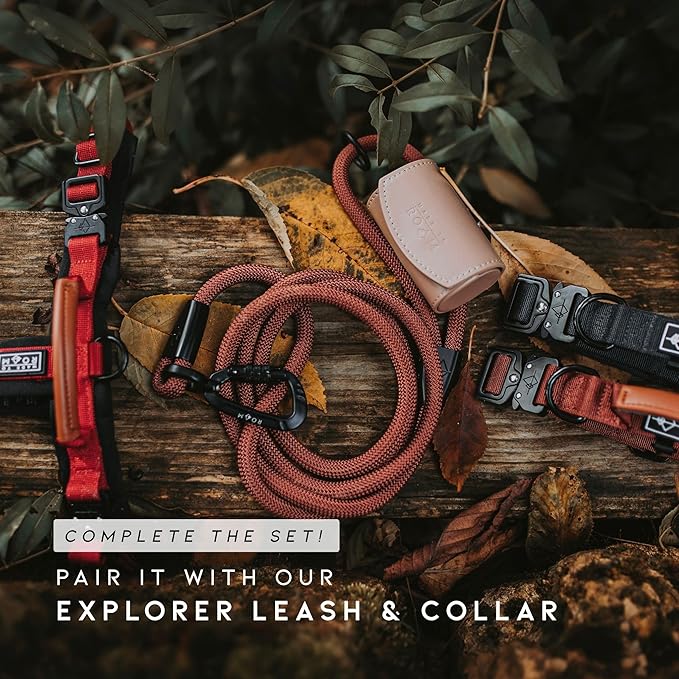 MADE TO ROAM Premium Explorer Harness - Y-Shaped Dog Harness with Adjustable Durable Nylon, Soft Padding, Metal Buckles and Leather Handle for Small, Medium, Large Dogs (Virginia Mountains, Size 4)