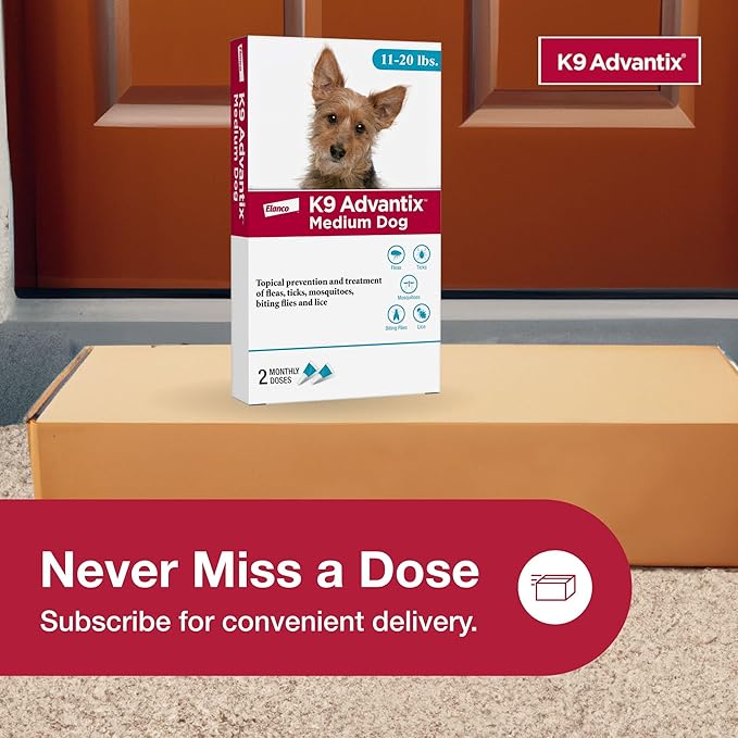 K9 Advantix Flea, Tick & Mosquito Prevention for Dogs 11-20 lbs. | Flea Drops for Medium Dogs | Apply Monthly | 2 Treatments (Pack of 4)