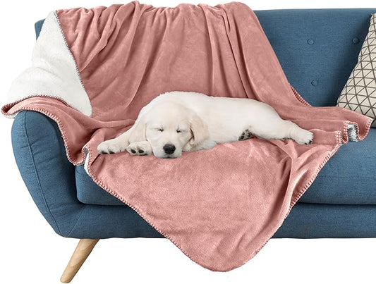 PETMAKER Dog Blanket - 80x100in Reversible Sherpa Blanket - Throw Blankets for Bed, Couch, Crate, or Car - Machine Washable Puppy Essentials (Pink)