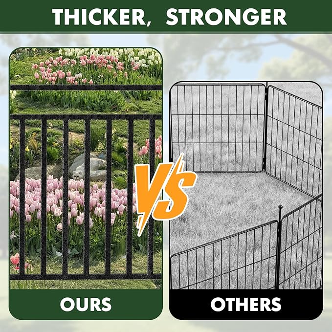 Durable Dog Fence 32" Height 8 Panels Thickened Dog Playpen with Portable Handle & Strap, Easy to Install – Stylish Curved Panel Design for Pets, Indoor Use Outdoor Use