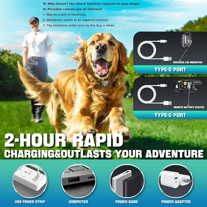 Dog Shock Collar for 2 Dogs - [2025 Newly Upgraded] Dog Training Collar with Remote,Rechargeable E-Collars Waterproof Collars with Unique Shock-Lock Keypad for Large Medium Small Dogs All Breeds