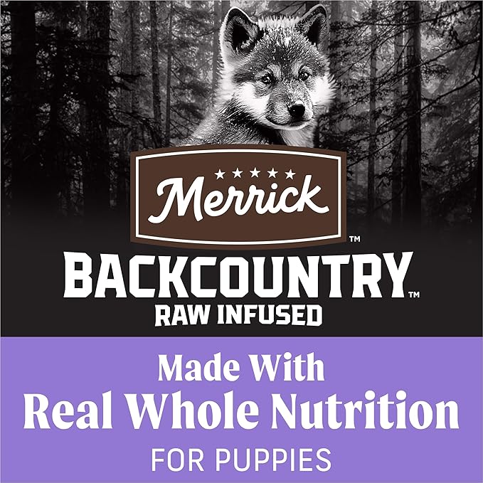 Merrick Backcountry Grain Free Dry Puppy Dog Food, Kibble with Freeze Dried Raw Pieces, Chicken Recipe - 10.0 Lb. Bag