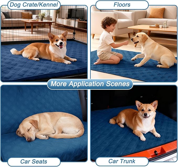 hyha Waterproof Dog Blanket, Reversible Pet Bed Blanket, Soft Sofa Couch Cover for Dogs Washable, Waterproof Pet Couch Covers for Sofa Puppy Cats Furniture Protector(82"x82", Navy Blue/Blue)