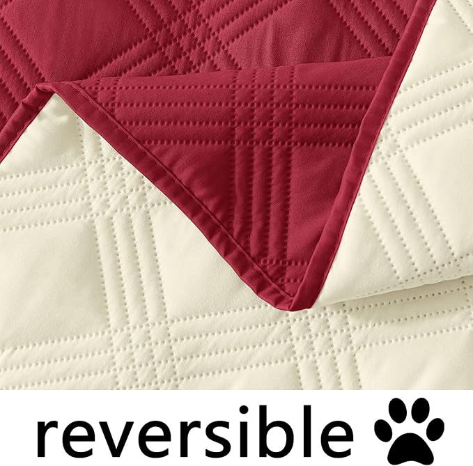 hyha Waterproof Dog Blanket, Reversible Pet Bed Blanket, Soft Sofa Couch Cover for Dogs Washable, Waterproof Pet Couch Covers for Sofa Puppy Cats Furniture Protector(68"x82", Wine Red/Beige)
