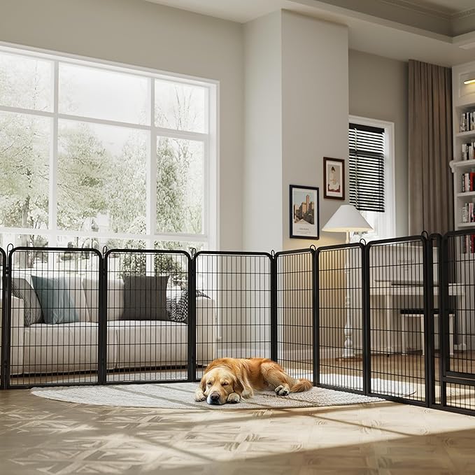 Yaheetech Dog Playpen, 40 inch 8 Panels Dog Pen for Indoor Heavy Duty Puppy Exercise Pen Metal Pet Fence for RV Camping/Yard/Garden
