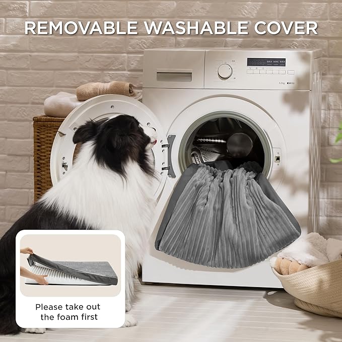 Bedsure Dog Beds Large Sized Dog- Orthopedic Pet Beds for Crate with Removable Machine Washable Cover, NOT Waterproof Egg Crate Foam Puppy Pad, Suitable for Pet Up to 50 lbs, 35"x22"
