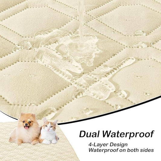 hyha Waterproof Dog Bed Blanket, Soft Pet Blankets, Waterproof Couch Cover for Dogs, Reversible Sofa Covers Washable for Furniture (30x70 Inch, Beige/Beige)