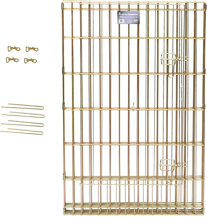 MidWest Homes for Pets Folding Metal Puppy/Dog Exercise Pen, Indoor/Outdoor Playpen with Door, 16 Sq Feet of Play Space, 24-Inches Tall, Gold Zinc