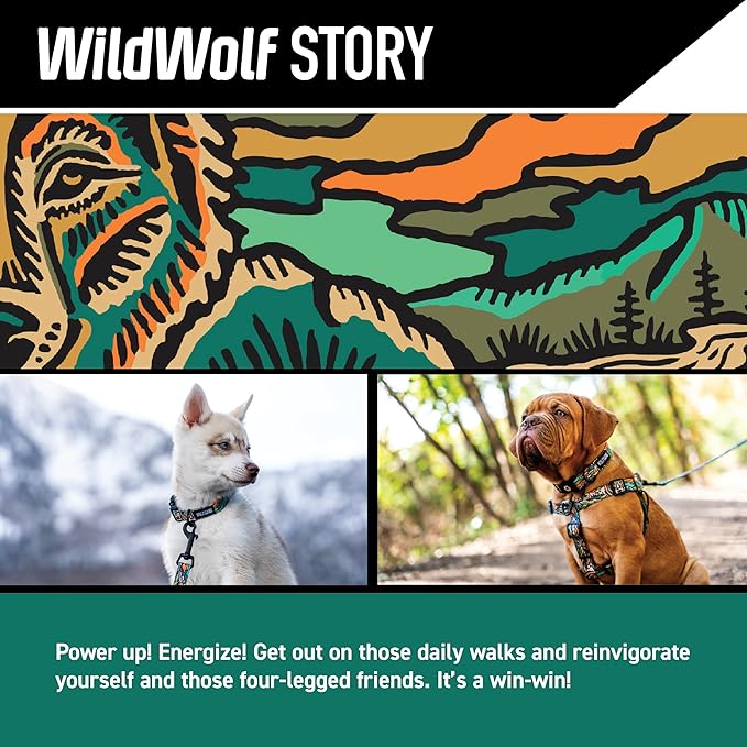 Wolfgang Heavy Duty Adjustable Dog Harness, Pull-Tested to Over 800 lbs for Walking & Training, WildWolf Print, X-Large