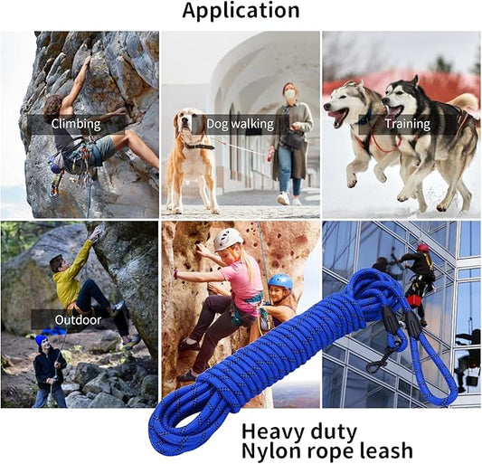 Long Dog Leash for Training 15Ft-Reflective Nylon Rope with Swivel Hook-Recall Agility Lead for Large Small Medium Dogs Outside Walking Hiking-Royal Blue Diam 1/2"