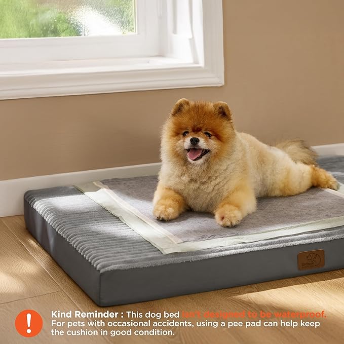 Bedsure Dog Bed for Small Dogs - Orthopedic Pet Beds with Removable Machine Washable Cover, NOT Waterproof Egg Crate Foam Puppy Pad, Suitable for Pet Up to 20 lbs, 23"x17"