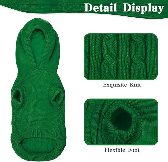 PUPTECK Winter Dog Cat Sweater Coat - Soft Cold Weather Clothes Knitwear for Kitties & Small Dogs Indoor Outdoor Walking Warm, Knitted Classic for Doggies Kitties Girls Boys, Light Green L