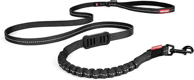 EzyDog Zero Shock LITE Dog Leash - Shock Absorbing Bungee Leash for Dogs That Pull or Excite - Dual Handle and Reflective for Medium, or Small Dogs (48", Black)