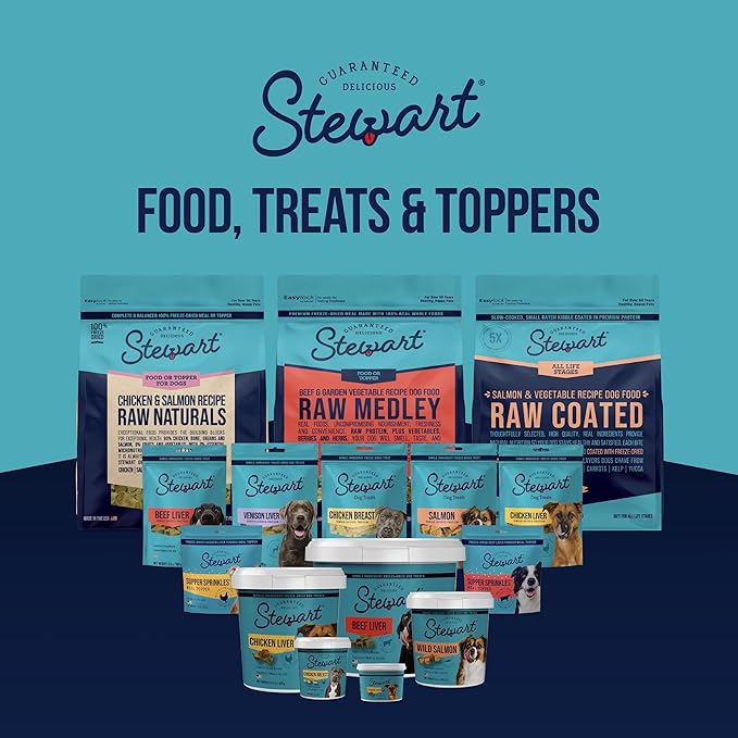 Stewart Beef Liver Dog Treats, 4 oz, ~90 Pieces, Freeze Dried Raw, Single Ingredient, 50% Protein Training Treats or Meal Topper in a Resealable Tub, Grain Free, Gluten Free