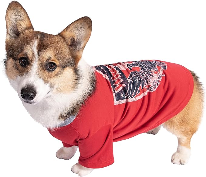 Wrangler Red Dog T-Shirt Large – Western Rope Shield Logo Dog Tshirt for Large Dogs, Soft Comfortable Tee