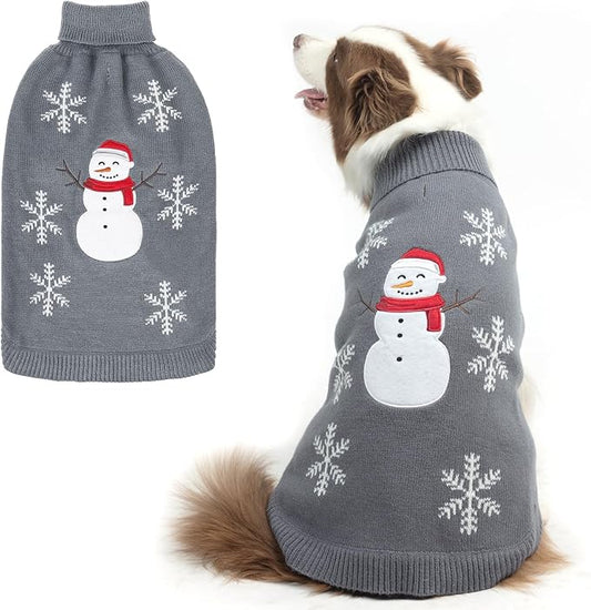 Bingpet Dog Sweater,Thick Turtleneck Pullover,Knitted Puppy Sweaters,Snowman Embroidered,CuteWinter Dog Clothes for SmallMediumLarge Dogs,Girl Boy