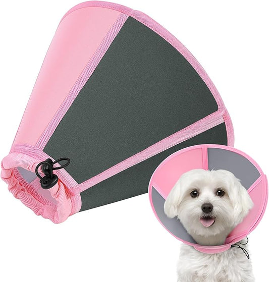 SUNFURA Dog Cone - Soft Cone for Dogs to Stop Licking, Adjustable Dog Cones for Medium Dogs After Surgery, Pet Recovery Elizabethan Collar Alternative for Wound Care, Spay, Neuter, Pink M