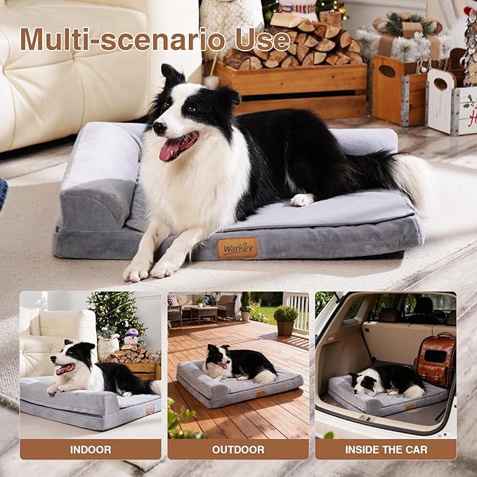 Dog Bed Medium Size Dog, Orthopedic Dog Bed for Medium Dogs, Waterproof Memory Foam Pet Bed, Dog Couch Sofa with Washable Removable Cover, Grey - 27.95x23.2x6.3in