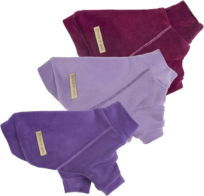Fitwarm 3 Pack Classic Fleece Dog Sweater, Turtleneck Dog Sweatshirt, Dog Winter Clothes for Small Dogs Boy Girl, Pet Pullover Jumper, Cat Apparel, Purple, MediumPurple, Dark Red, XXL