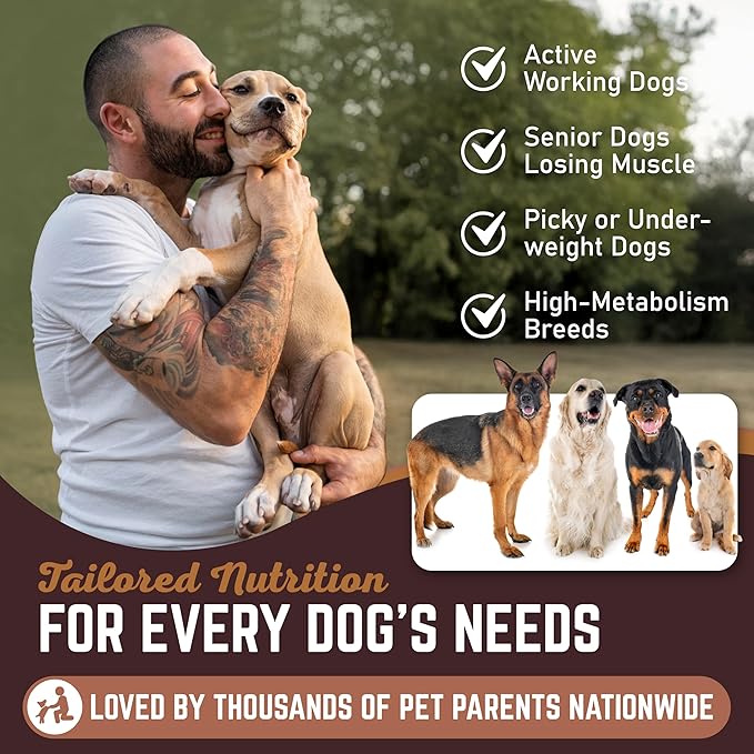 Dog Weight Gainer Liquid – High Calorie Dog Food Supplement for Rapid Weight Gain, Mass, and Recovery – Appetite Stimulant – 60 Servings