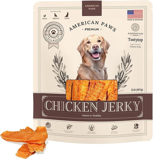 American Paws Chicken Breast Jerky Dog Treats, 100% USA Chicken, Made in USA, All Natural, Single Protein, Grain Free, 2 LB Bag