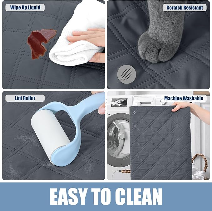 Smiry Waterproof Dog Bed Cover Pet Blanket, Soft Washable Dog Blanket for Furniture Bed Couch Sofa Reversible, Checkered (30"x70", Dark Grey/Dark Grey)
