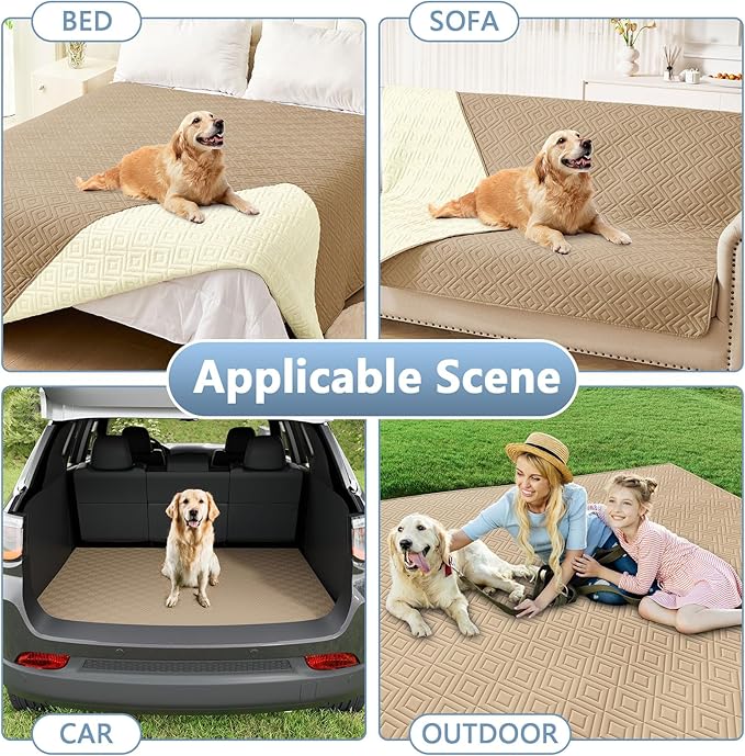 hyha Waterproof Dog Blanket, Soft Pet Bed Blankets, Waterproof Sofa Couch Cover for Dogs Washable, Reversible Pet Couch Covers for Sofa Furniture (40x50 Inch, Camel/Beige)